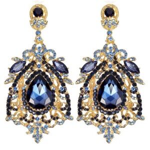 Blue and Gold Pageant Earrings • L&M Bling